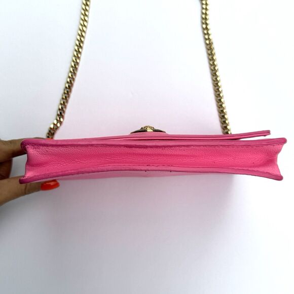 Authentic Versace WOC Pink Leather Gold Chain Medusa Head Crossbody Bag With COA - Picture 8 of 9